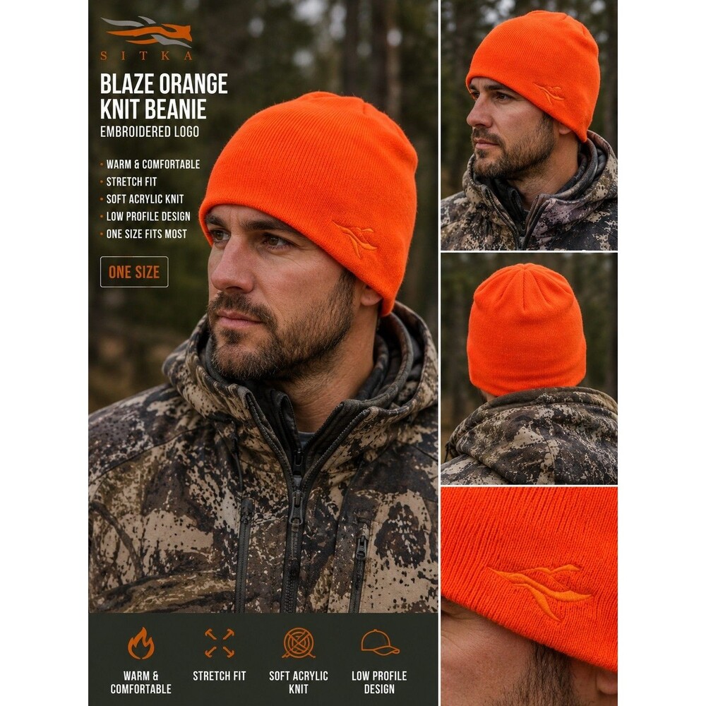 Redhead Orange Knit Beanie Hat Embroidered Logo Hunting One Size